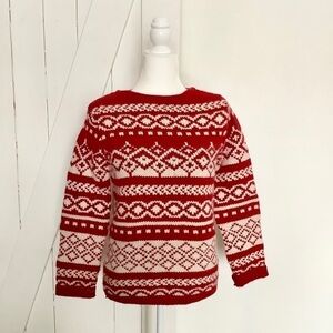 Eddie Bauer red and white patterned knit sweater